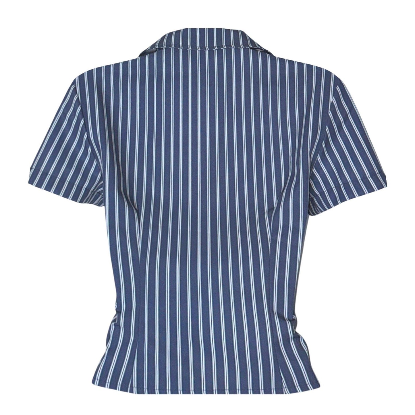 Margot Pinstripe V-Neck Crop Blouse
