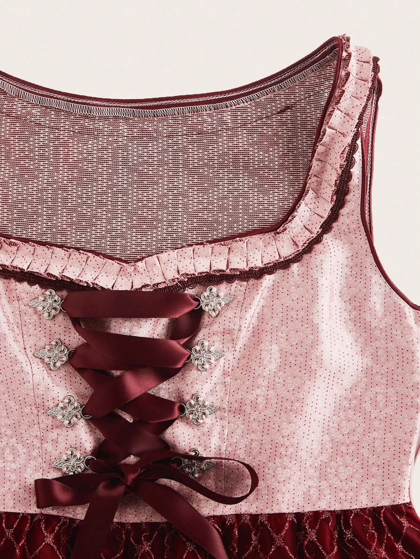 Satin lace-up bodice detail