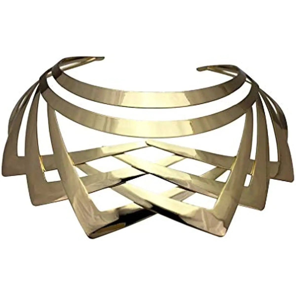 Molten gold caged collar necklace