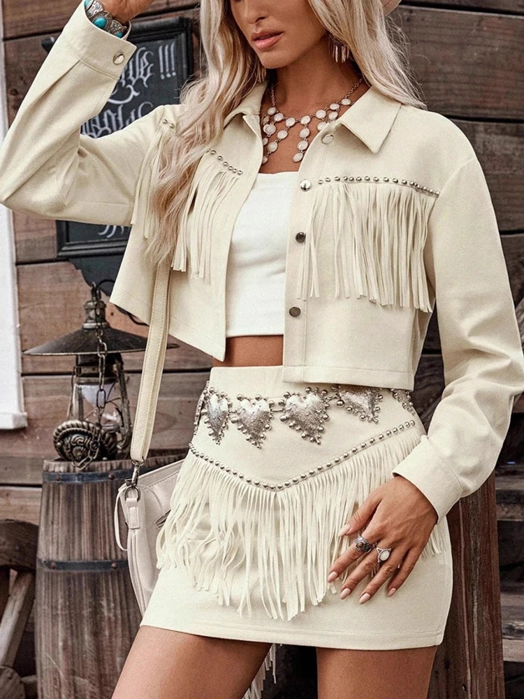 Fringe skirt detail