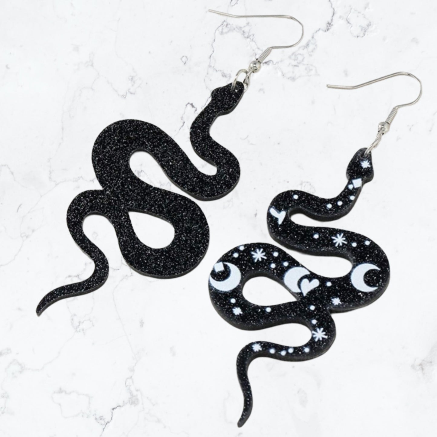 Cosmic Serpent Dangles - Snake Drop Statement Earrings