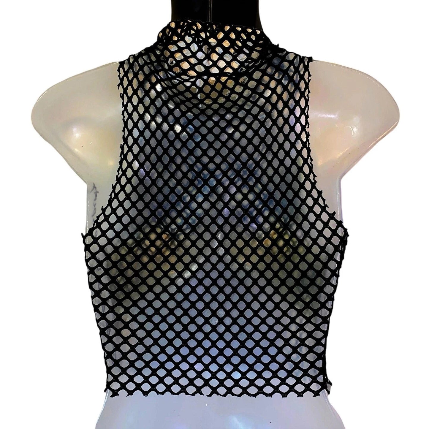Warning Mesh Crop - Sheer Goth Graphic Top