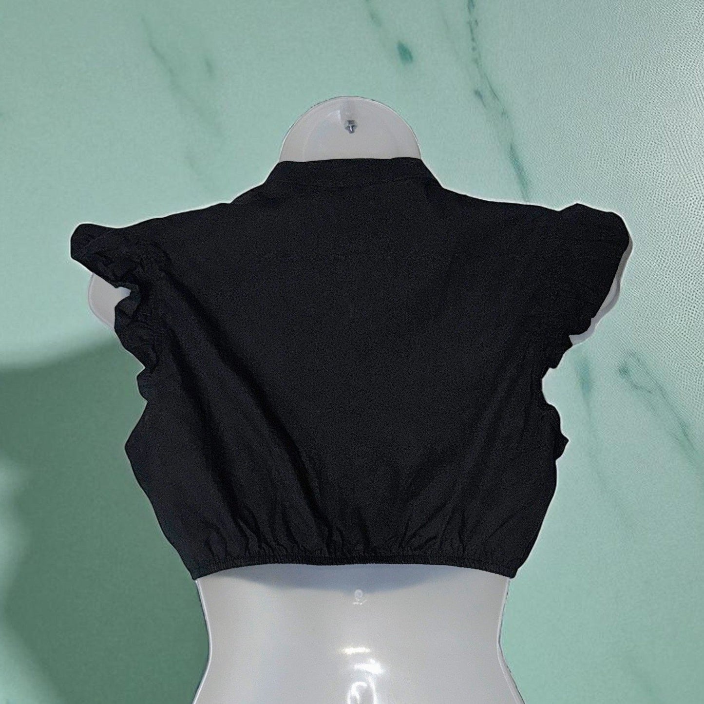 Black Ruffle Sleeve Dirndl Blouse Elsa