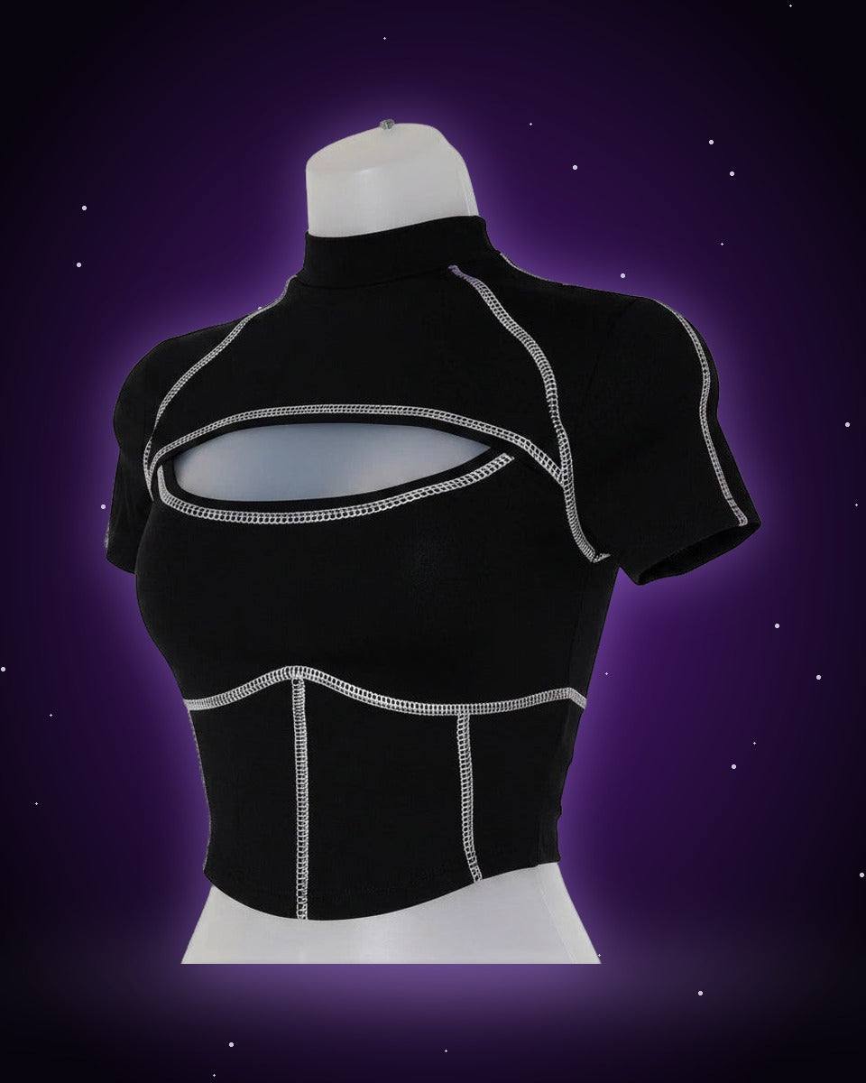 Darkwave - Voidline black cutout tech top