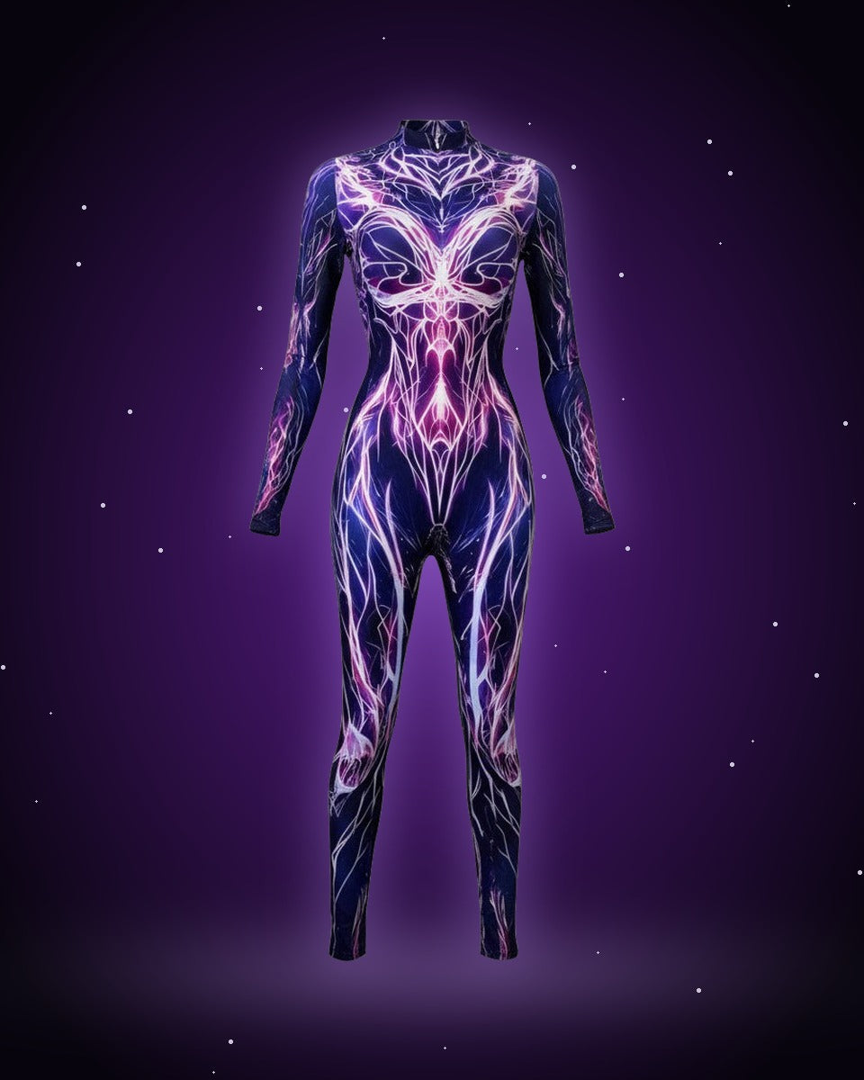 Trippy Tribe - Hyper Charge purple metallic rave jumpsuit