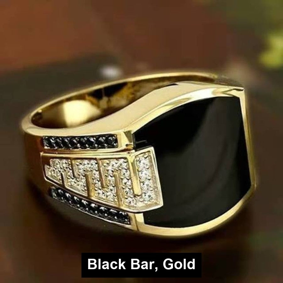 Black Bar Gold antiqued filigree signet ring