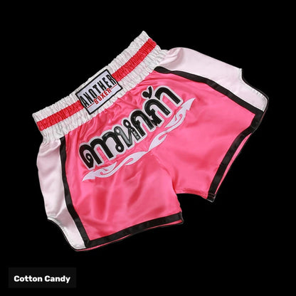 Cotton Candy embroidered satin Muay Thai shorts