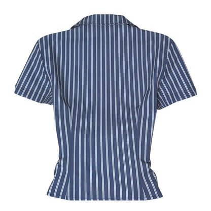 Margot Pinstripe V-Neck Crop Blouse