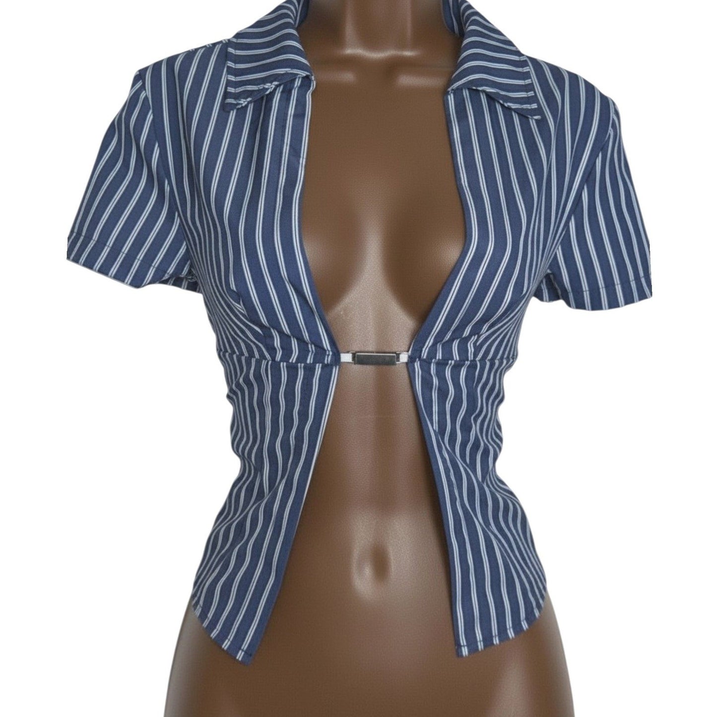 Margot Pinstripe V-Neck Crop Blouse