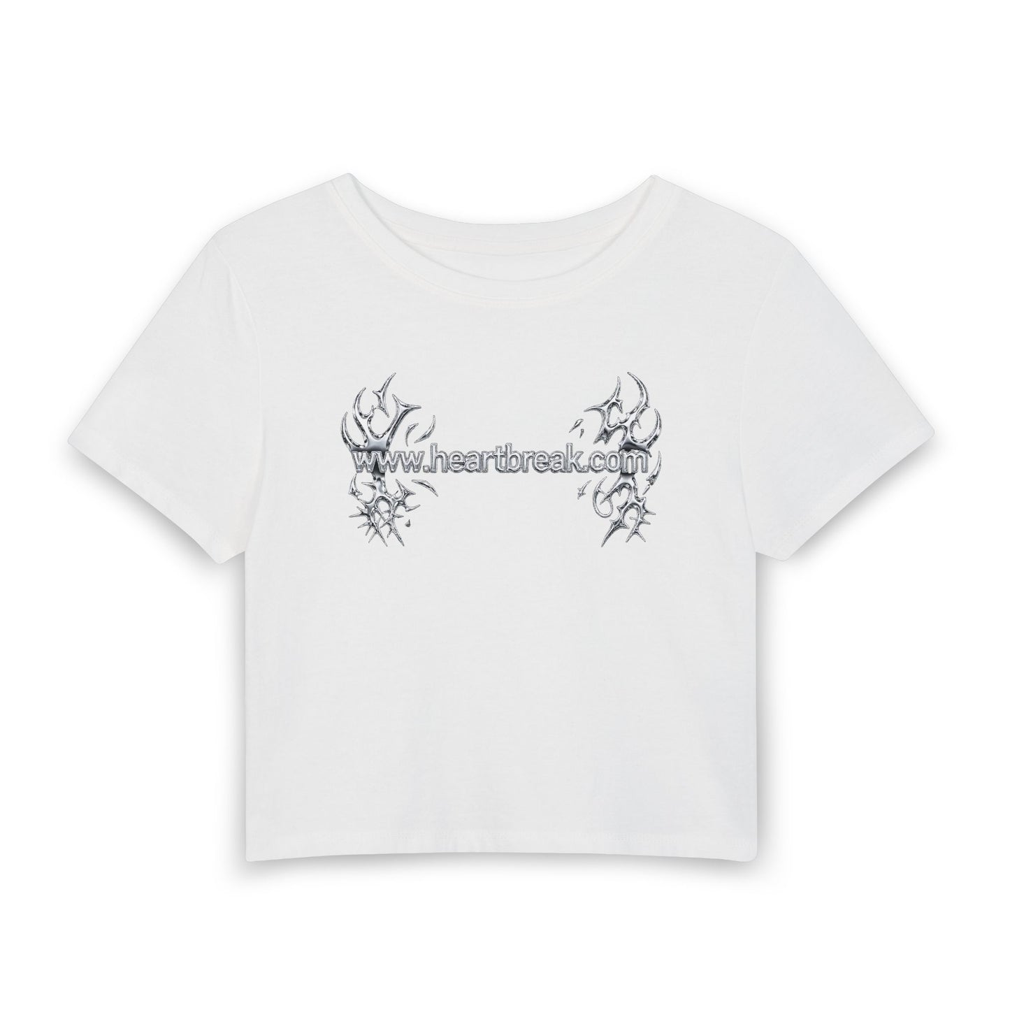 www.heartbreak.com Tribal Chrome Baby Tee - Y2K Graphic Fitted Top