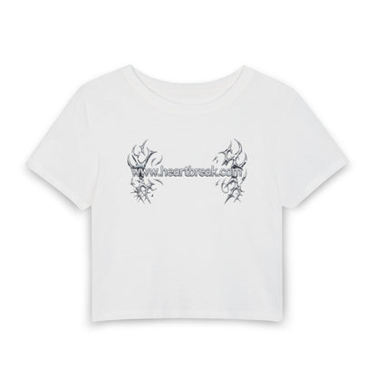 www.heartbreak.com Tribal Chrome Baby Tee - Y2K Graphic Fitted Top