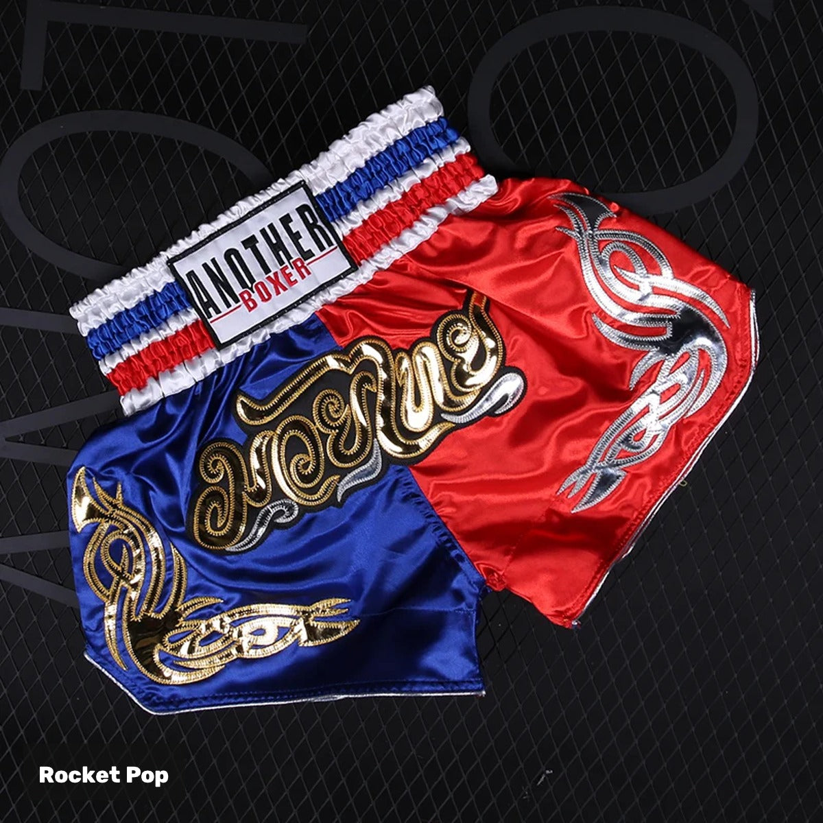 Rocket Pop embroidered satin Muay Thai shorts
