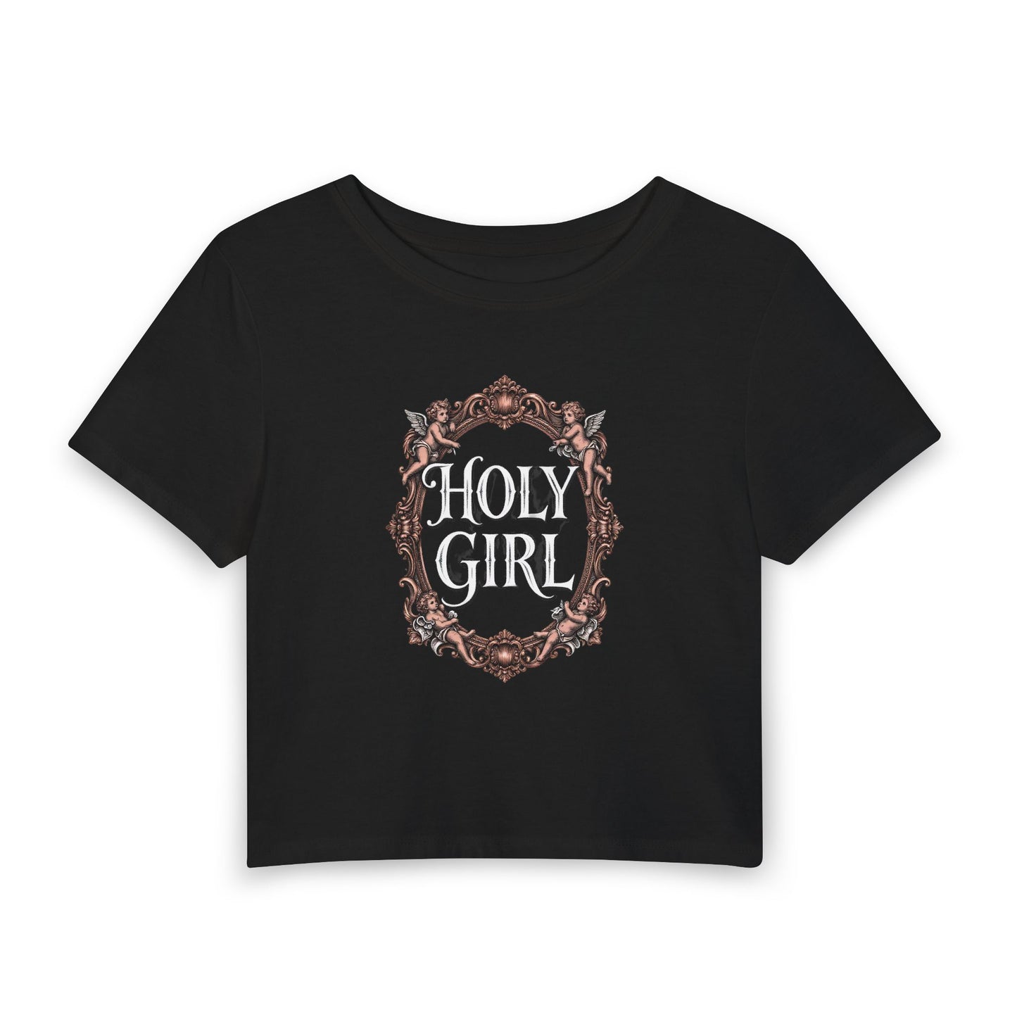 HOLY GIRL Baby Tee - Y2K Graphic Fitted Top