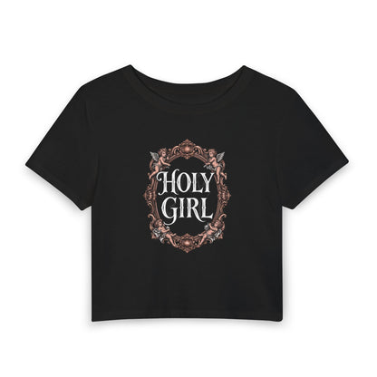 HOLY GIRL Baby Tee - Y2K Graphic Fitted Top