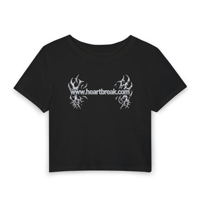 www.heartbreak.com Tribal Chrome Baby Tee - Y2K Graphic Fitted Top