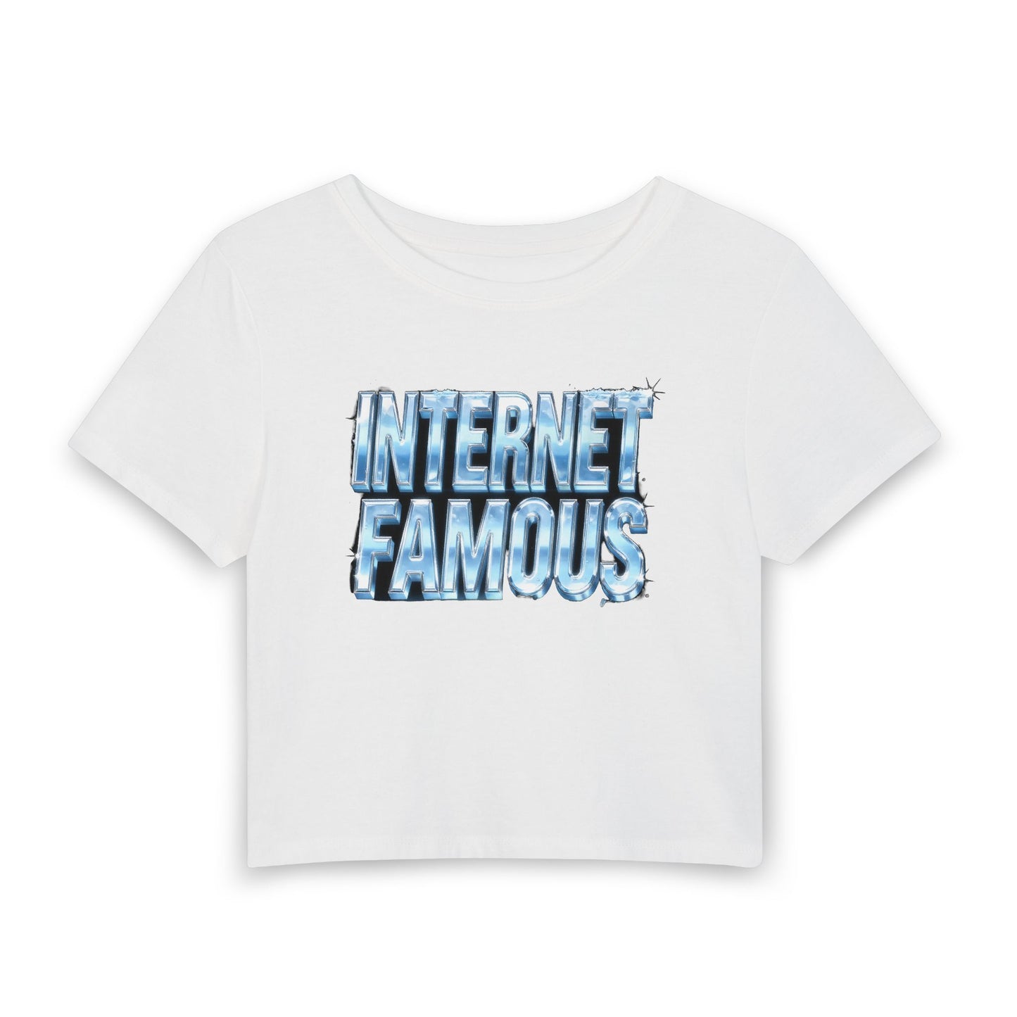 INTERNET FAMOUS Ice Chrome Baby Tee - Y2K Graphic Fitted Top