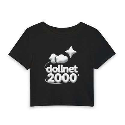 dollnet 2000 Puffy 3D Baby Tee - Y2K Graphic Fitted Top