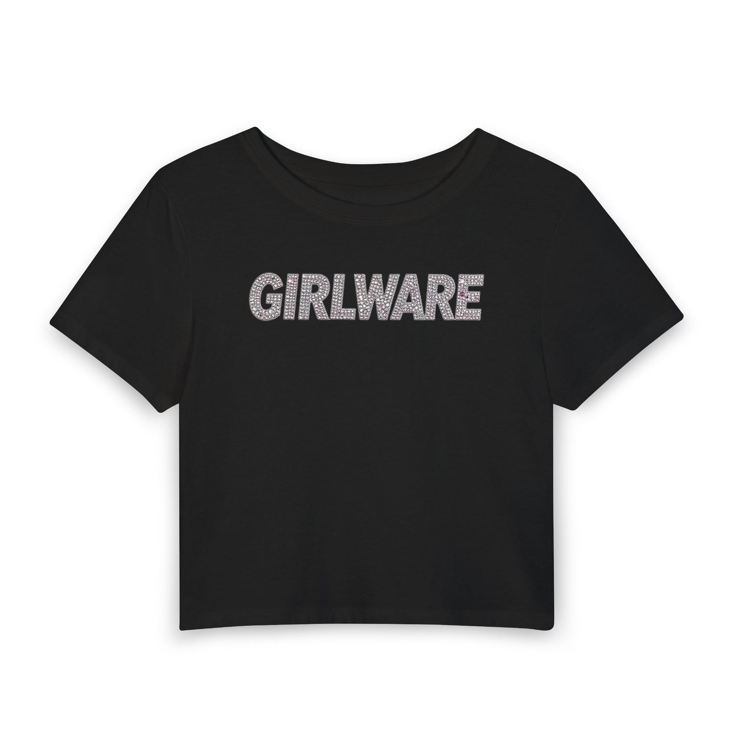 GIRLWARE Rhinestone Baby Tee - Y2K Graphic Fitted Top