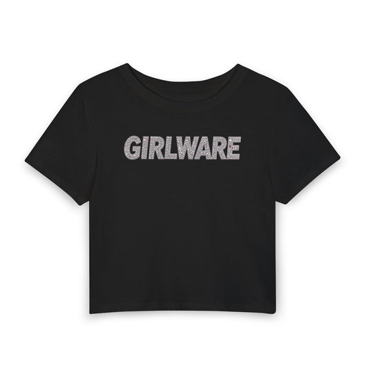 GIRLWARE Rhinestone Baby Tee - Y2K Graphic Fitted Top
