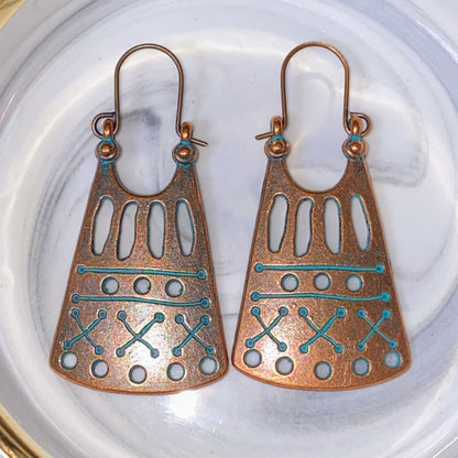 Turquoise Tribal Huggie Earrings