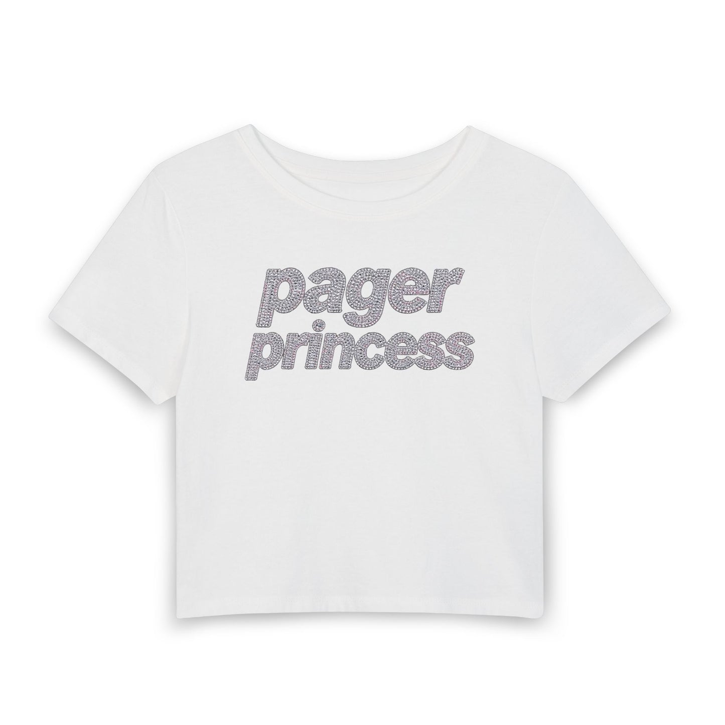 pager princess Baby Tee - Y2K Graphic Fitted Top