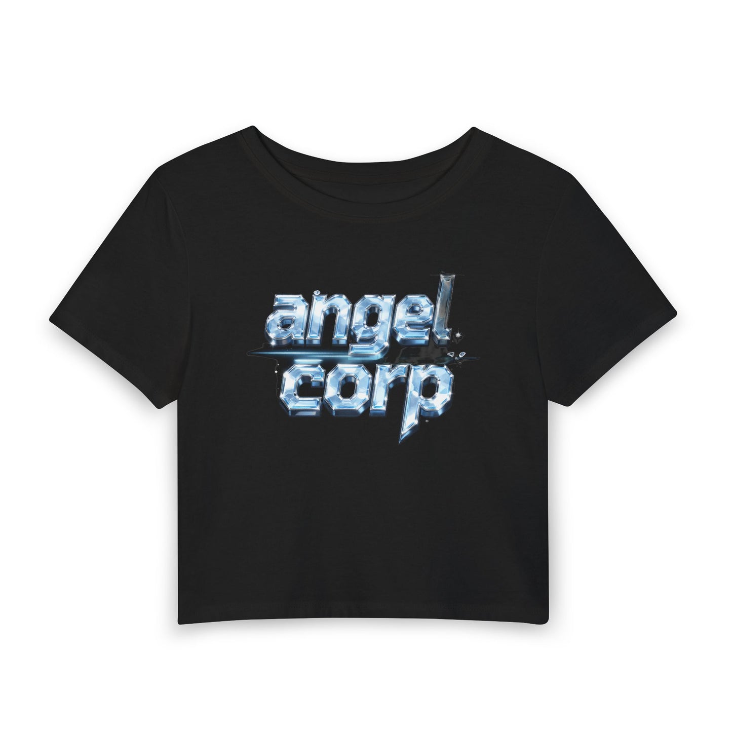 angelcorp Ice Chrome Baby Tee - Y2K Graphic Fitted Top