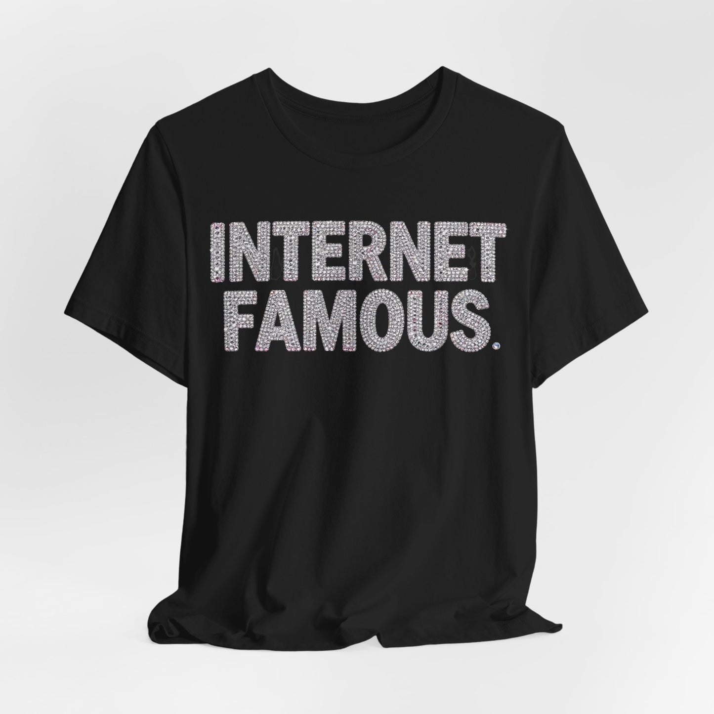 INTERNET FAMOUS Rhinestone Tee - Y2K Graphic Classic Cotton Top
