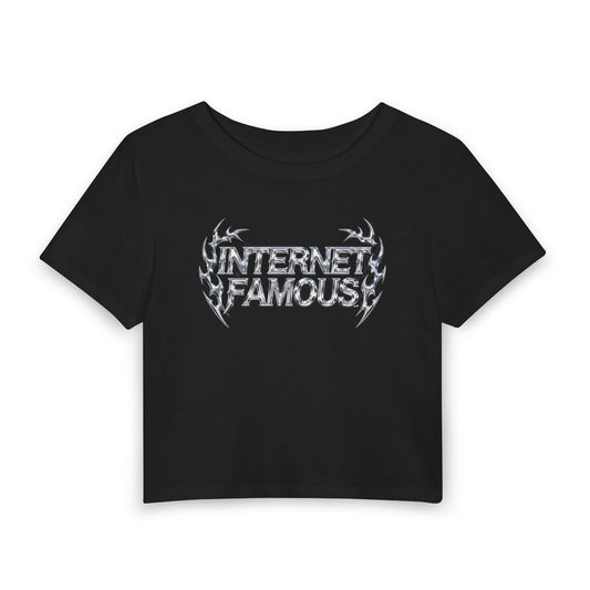 INTERNET FAMOUS Tribal Chrome Baby Tee - Y2K Graphic Fitted Top