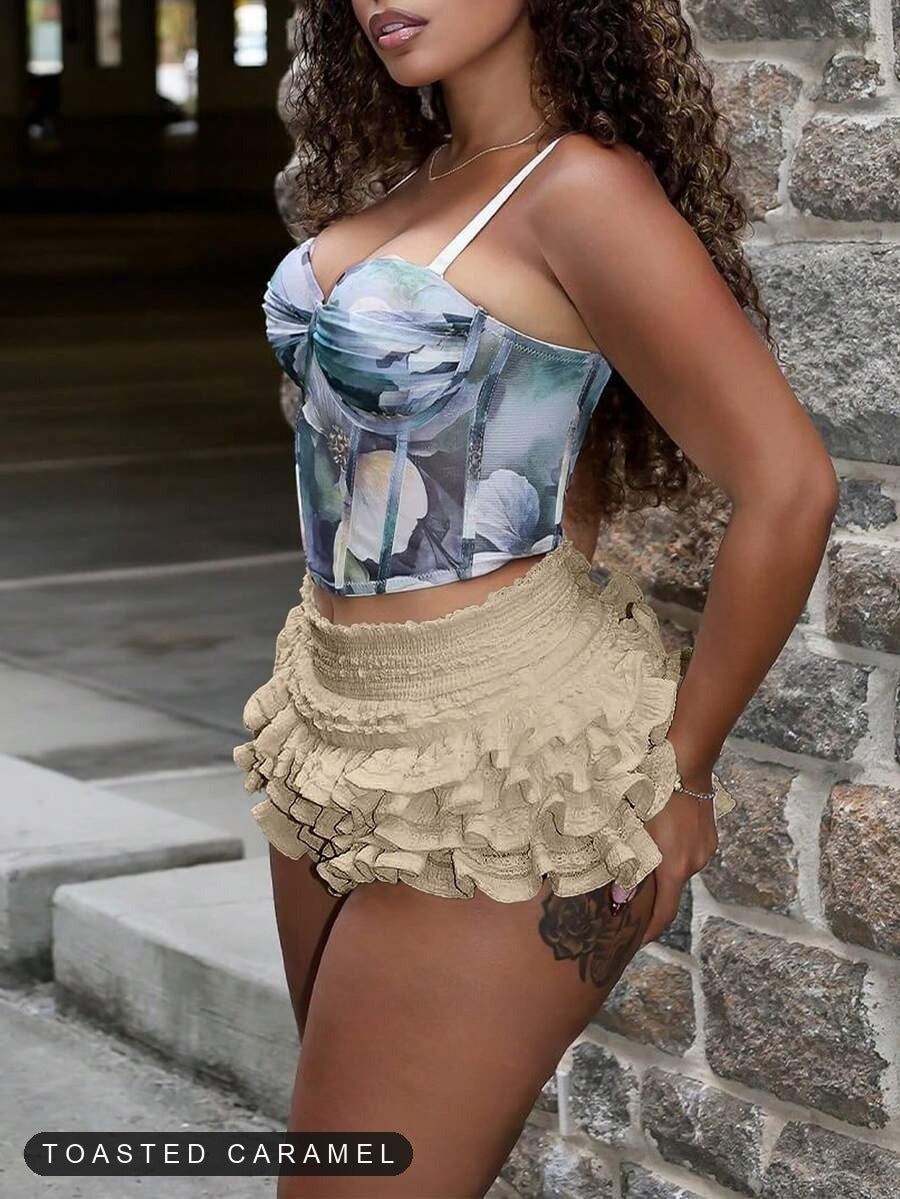 Toasted Caramel ruffle skort back view