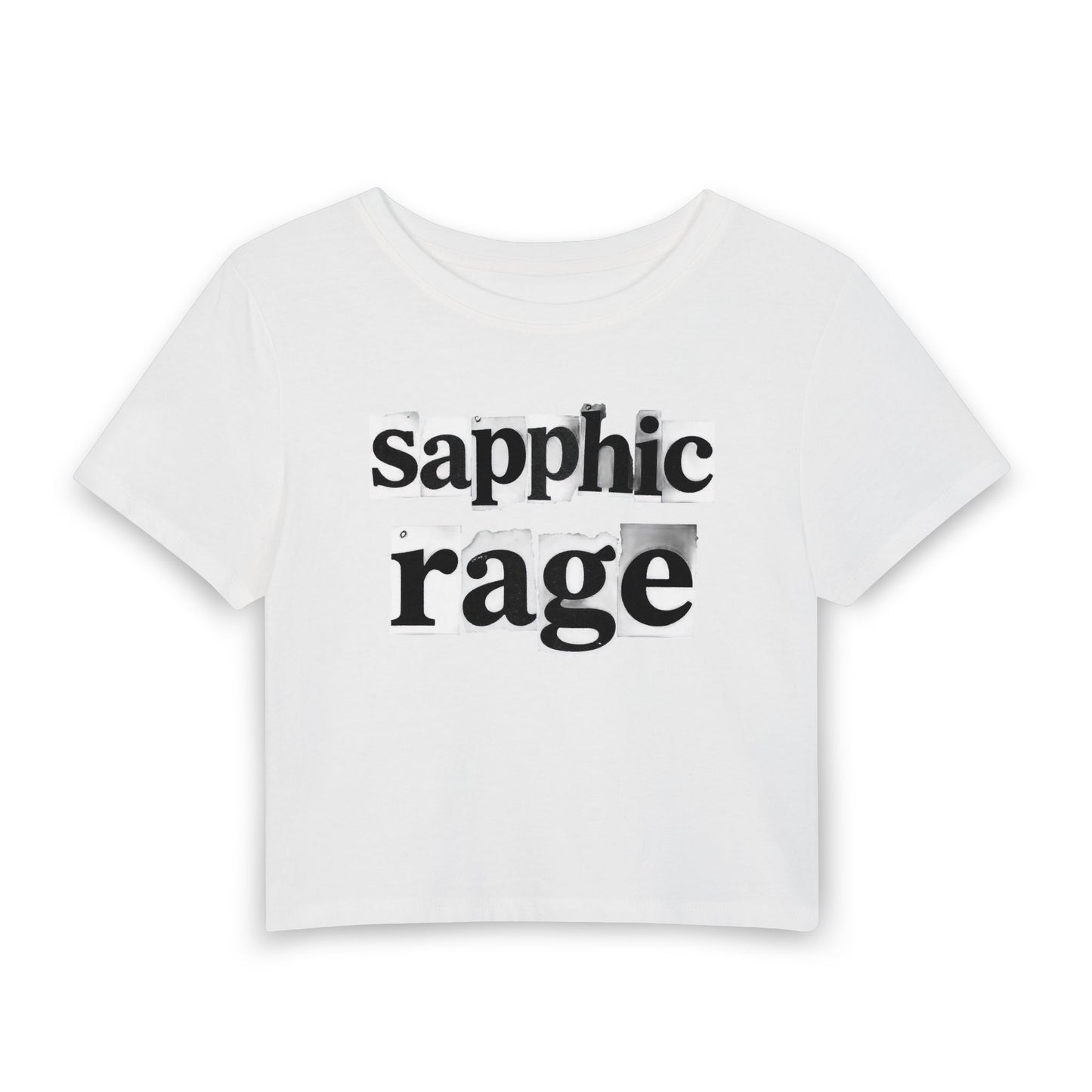 sapphic rage Punk Zine Baby Tee - Y2K Graphic Fitted Top