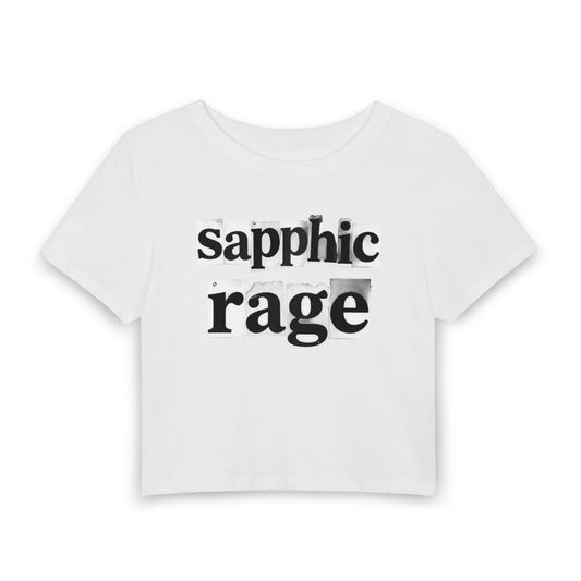 sapphic rage Punk Zine Baby Tee - Y2K Graphic Fitted Top