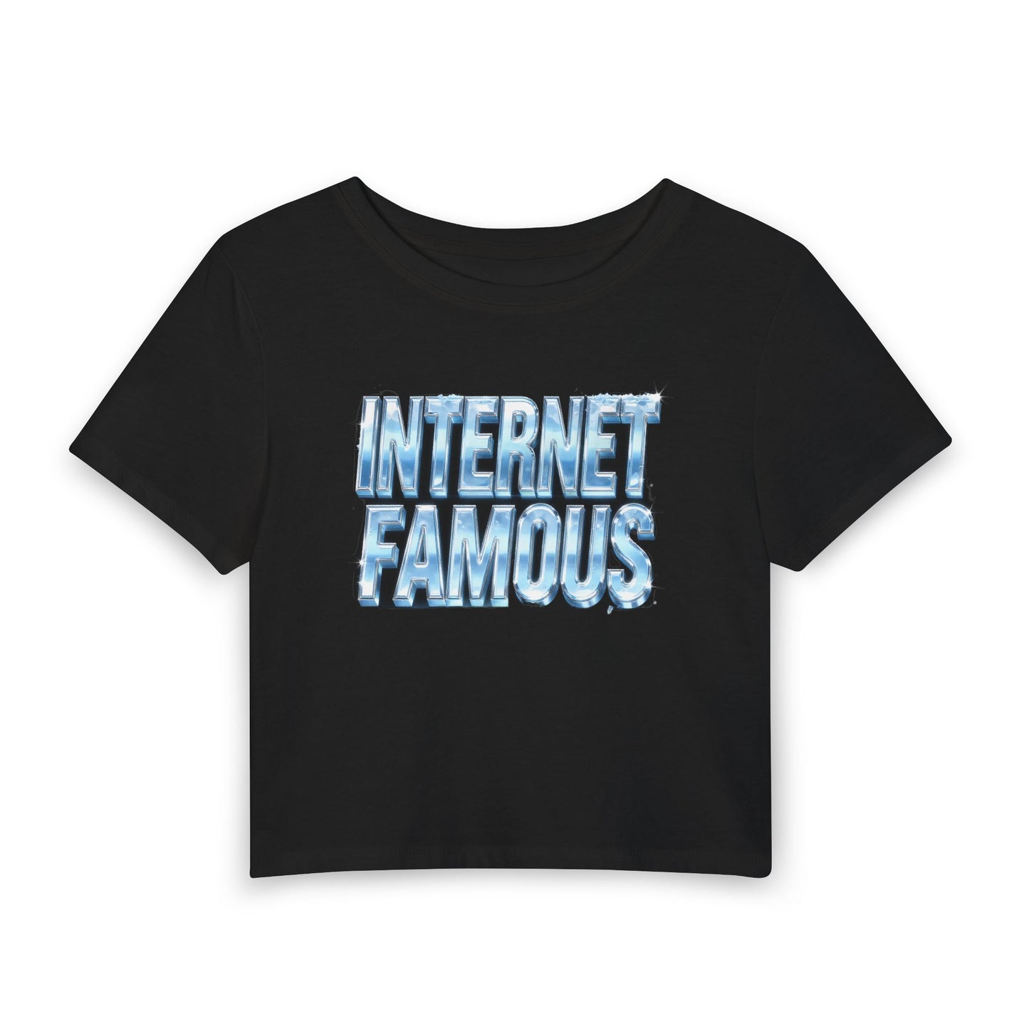 INTERNET FAMOUS Ice Chrome Baby Tee - Y2K Graphic Fitted Top