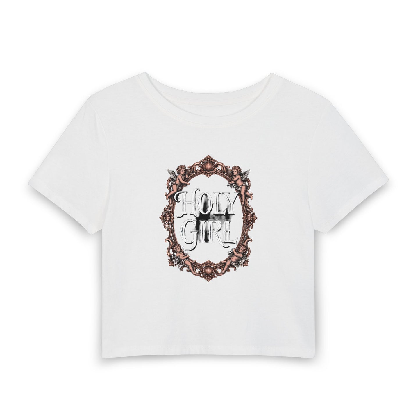 HOLY GIRL Baby Tee - Y2K Graphic Fitted Top