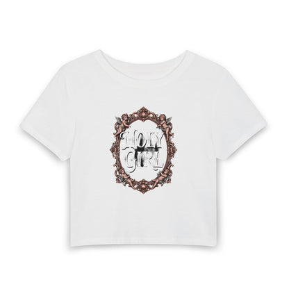 HOLY GIRL Baby Tee - Y2K Graphic Fitted Top