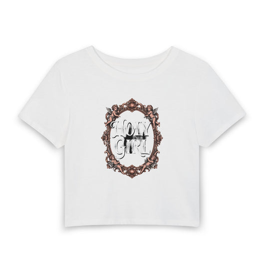 HOLY GIRL Baby Tee - Y2K Graphic Fitted Top
