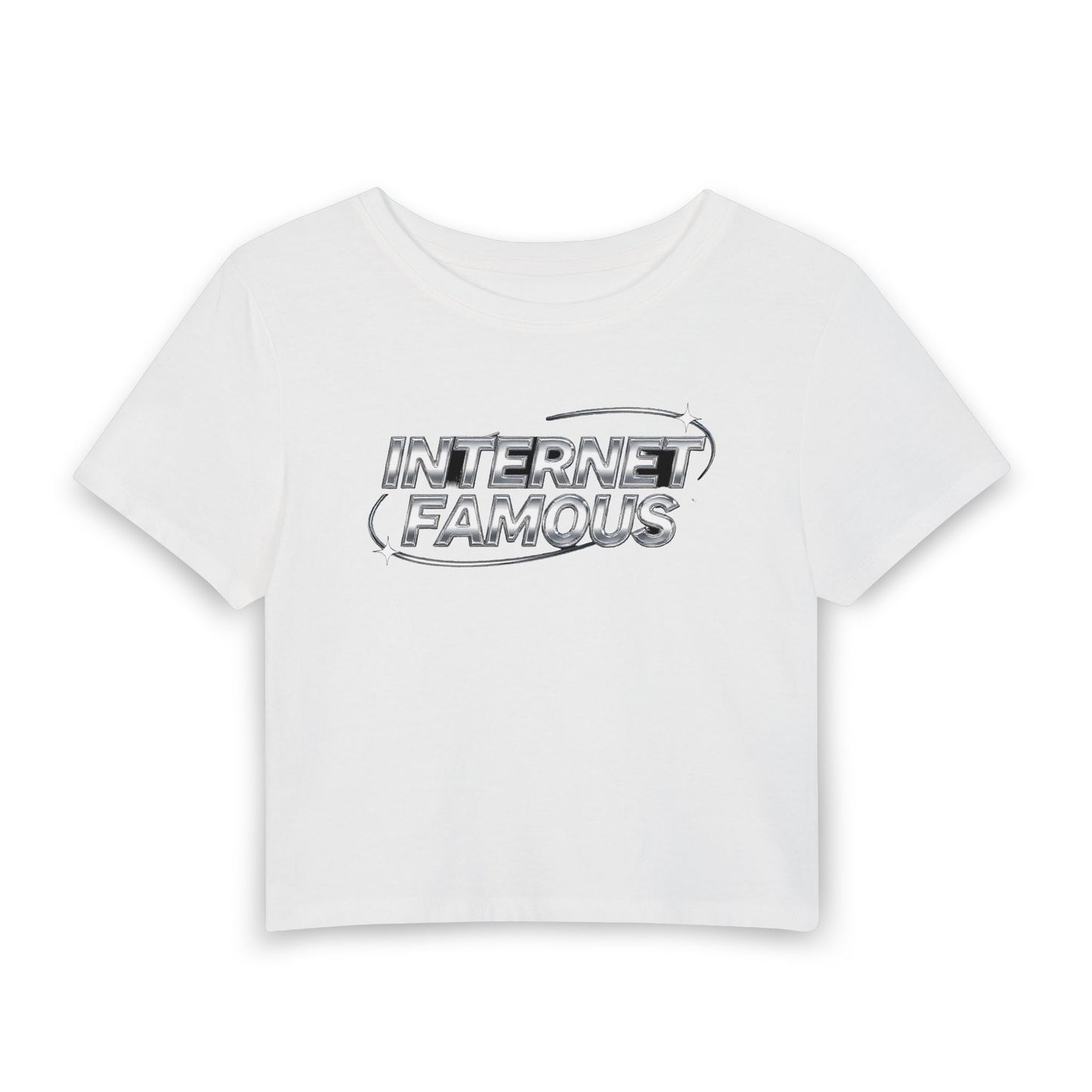 INTERNET FAMOUS Chrome Orbit Baby Tee - Y2K Graphic Fitted Top