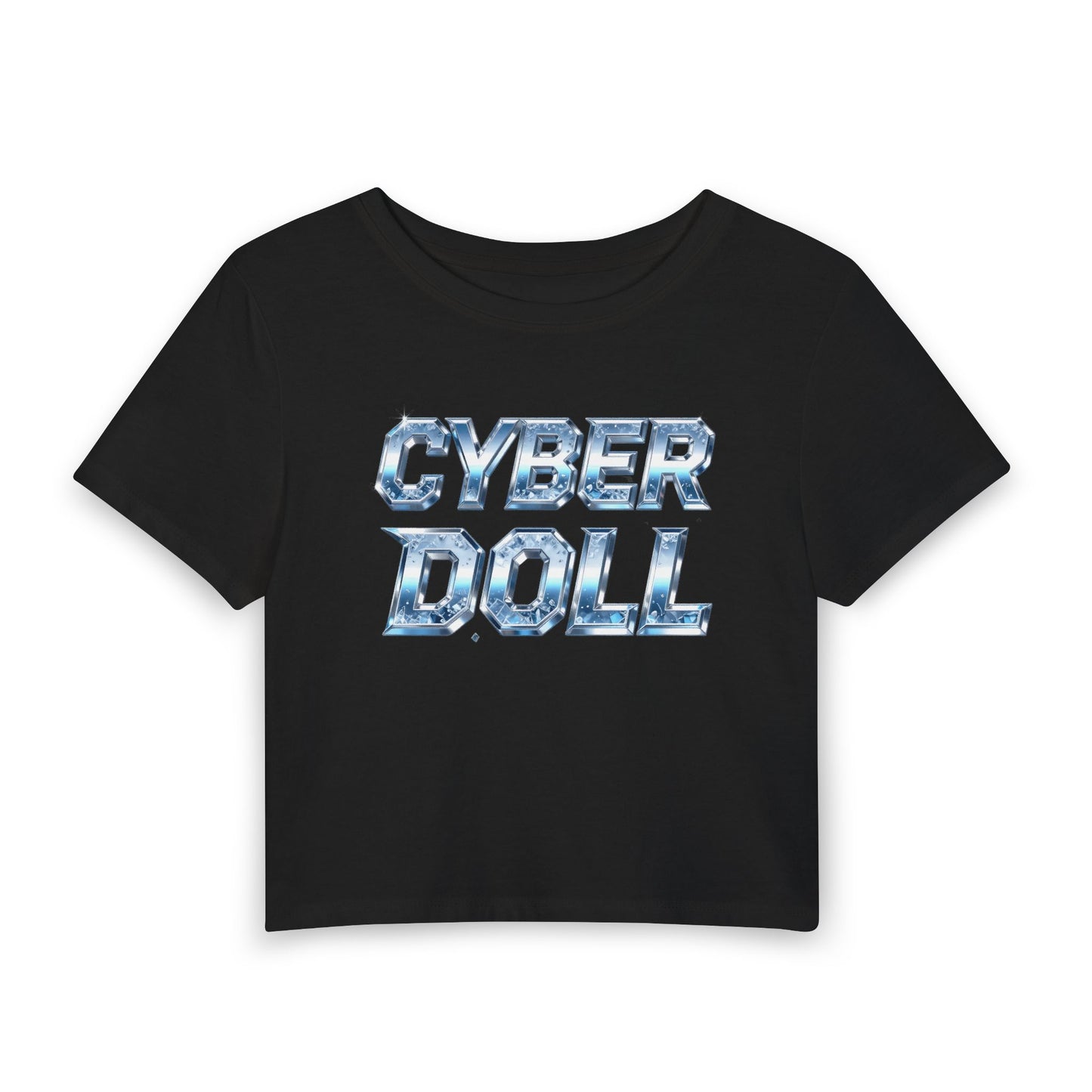 CYBER DOLL Baby Tee - Y2K Graphic Fitted Top