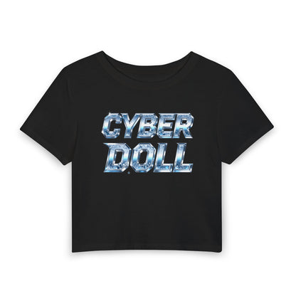 CYBER DOLL Baby Tee - Y2K Graphic Fitted Top