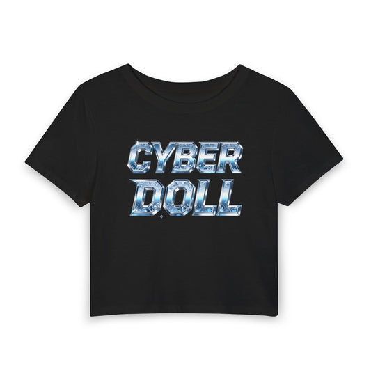 CYBER DOLL Baby Tee - Y2K Graphic Fitted Top