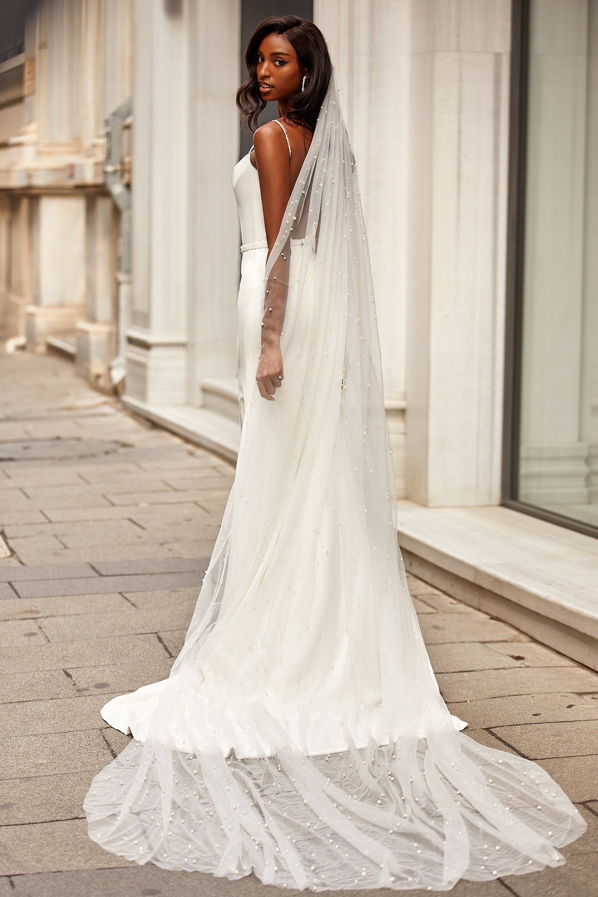 【eitoさま専用】フェアリーベール/fairly veil Cathedral Pearl Bridal Veil - Ivory | Molliwater