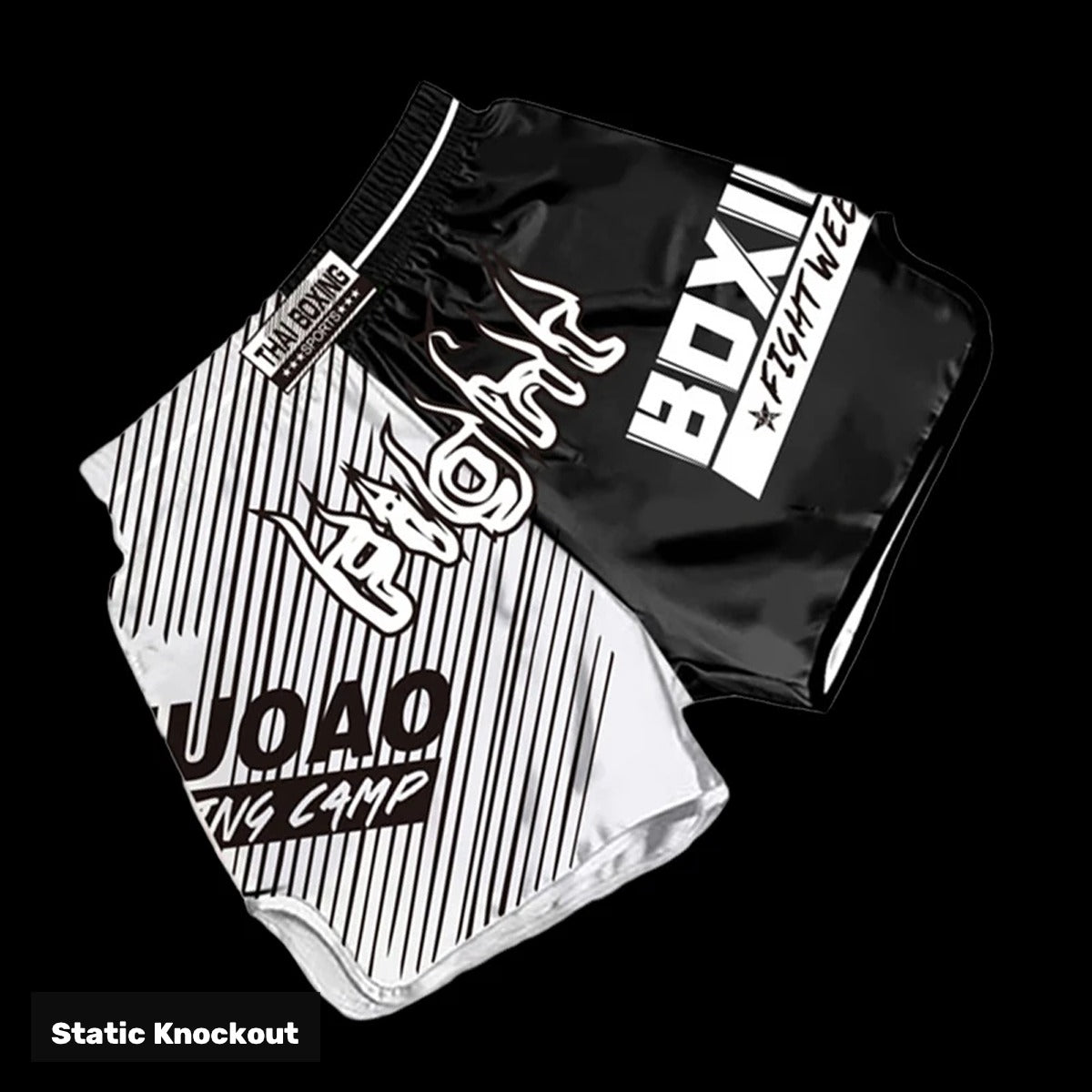 Static Knockout embroidered satin Muay Thai shorts
