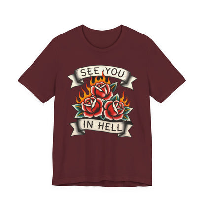 SEE YOU IN HELL Tee - Y2K Graphic Classic Cotton Top