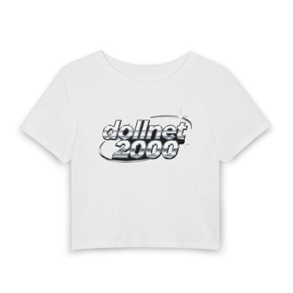 dollnet 2000 Chrome Orbit Baby Tee - Y2K Graphic Fitted Top