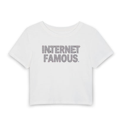 INTERNET FAMOUS Rhinestone Baby Tee - Y2K Graphic Fitted Top