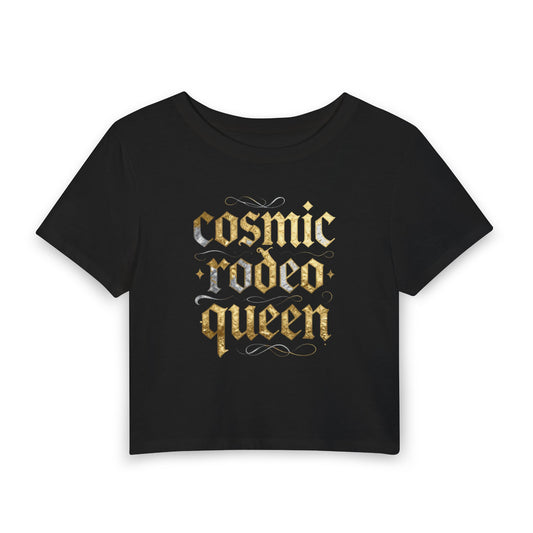 cosmic rodeo queen Baby Tee - Y2K Graphic Fitted Top
