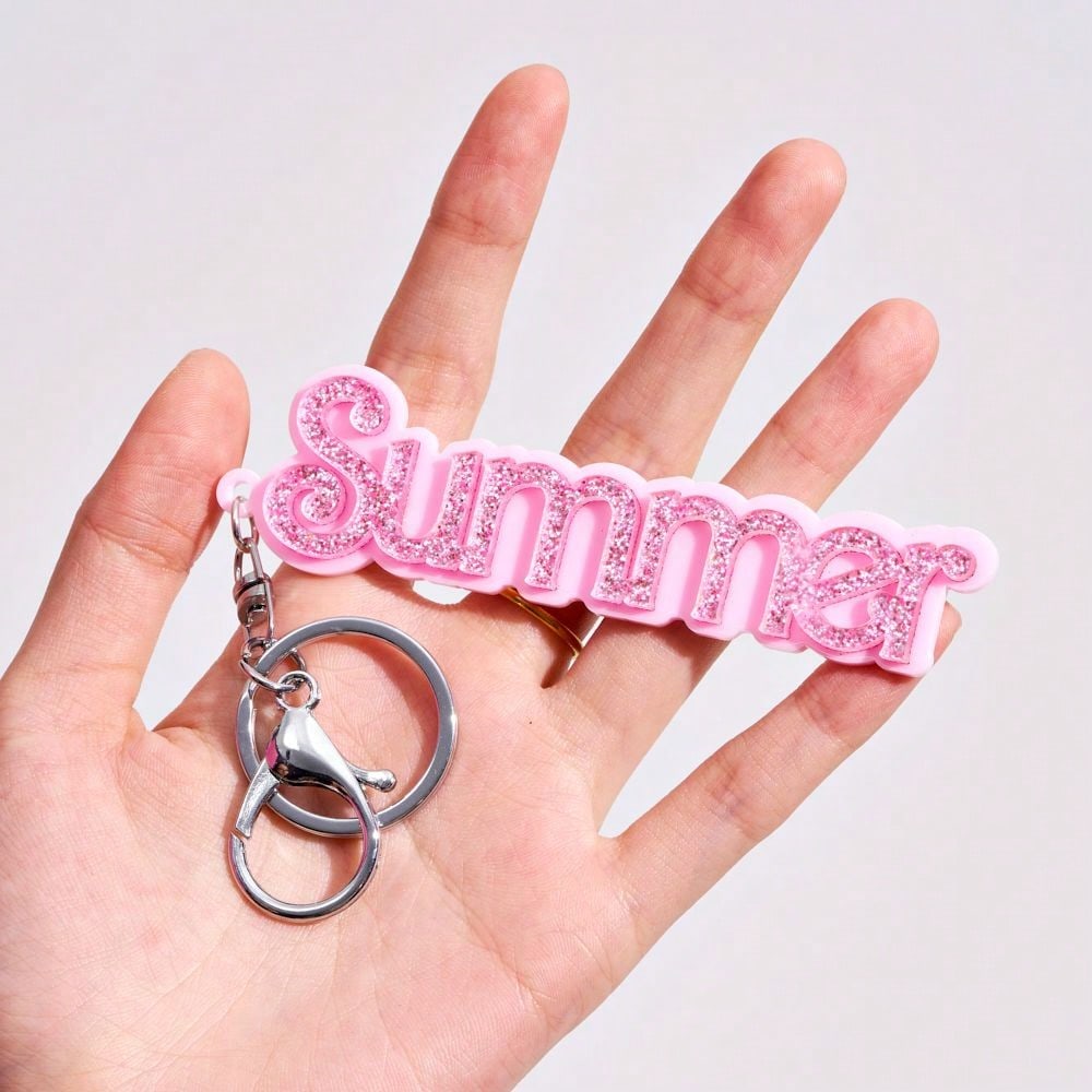 Cotton Candy personalized glitter name keychain charm