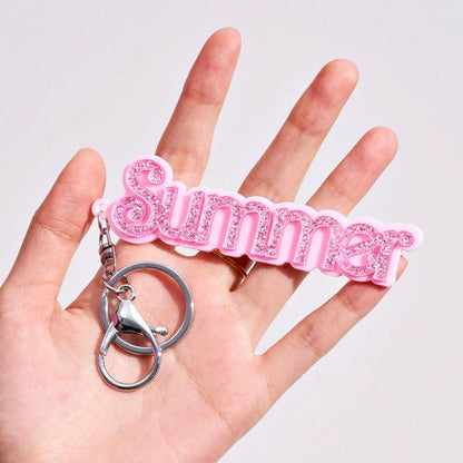 Cotton Candy personalized glitter name keychain charm