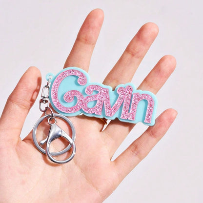 Pool Blue personalized glitter name keychain charm