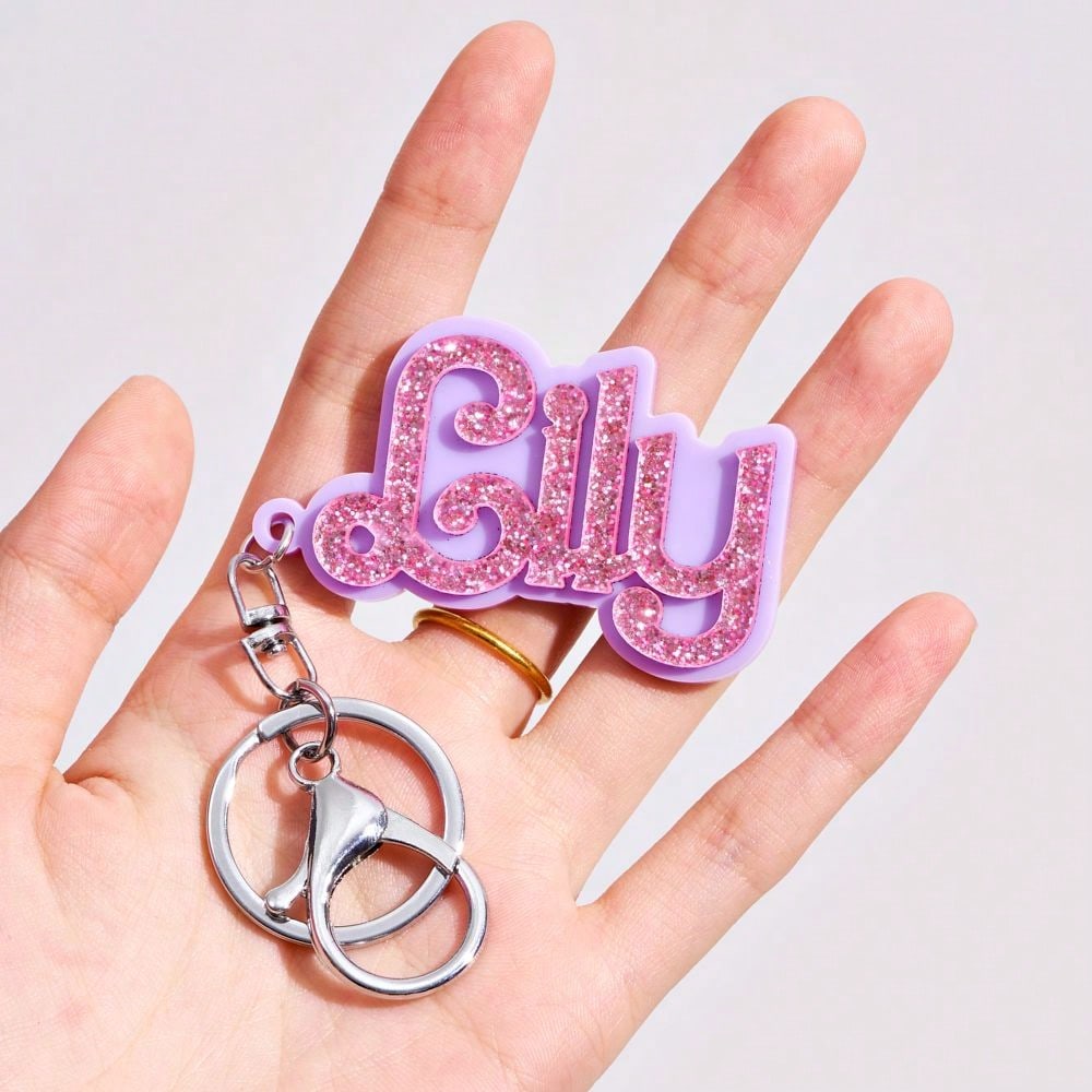 Grape Soda personalized glitter name keychain charm