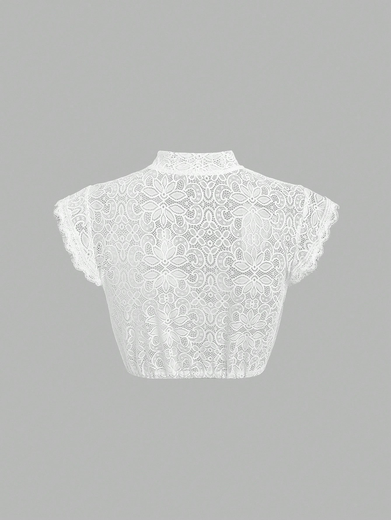 White lace dirndl crop top, back view